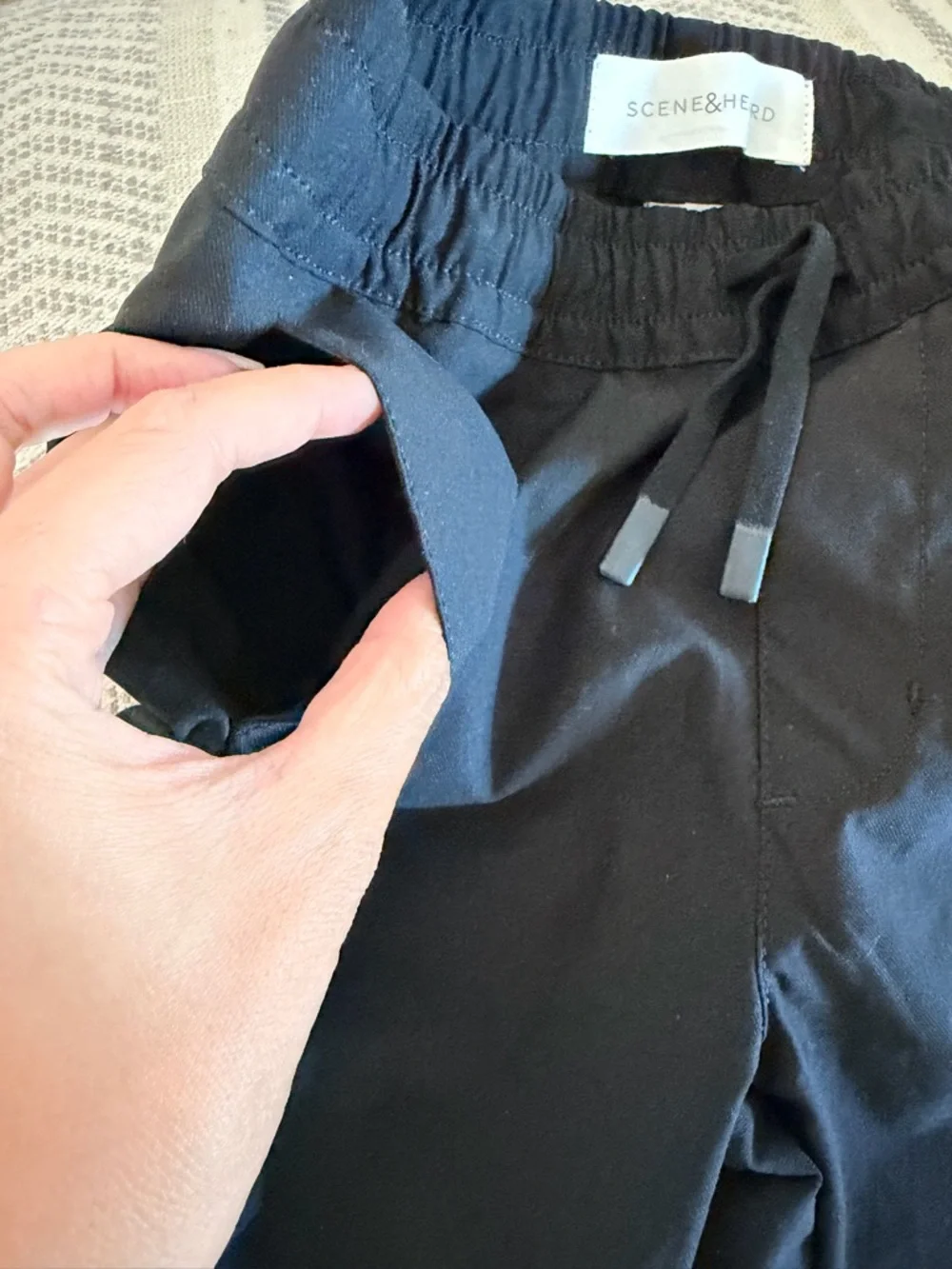 Kids Black Drawstring Jogger Pants - 6/7